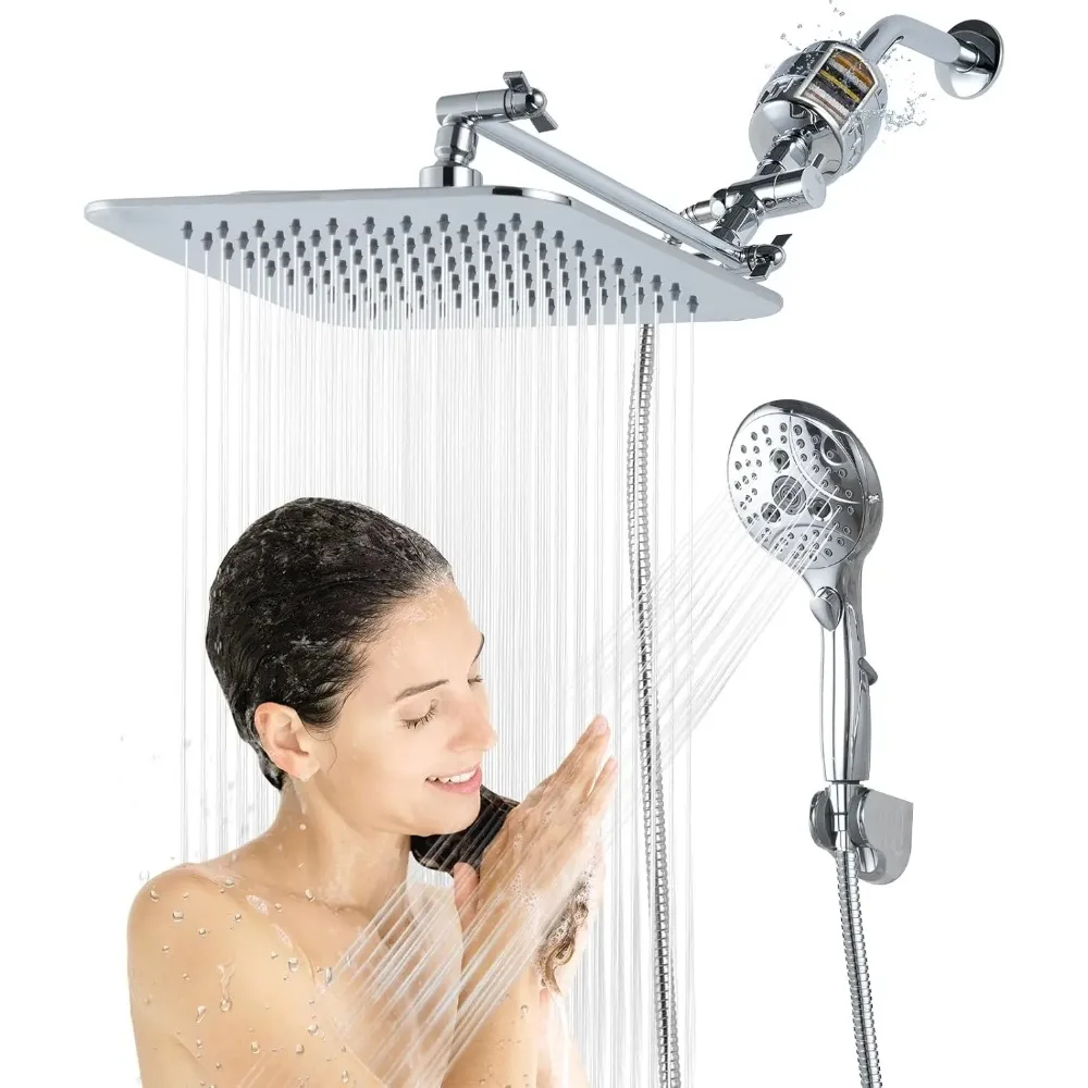 

Dual 20 Stage Filtered Shower Head with Handheld, 6 Spray Settings Handheld Shower Head High Pressure Rainfall Filter Combo