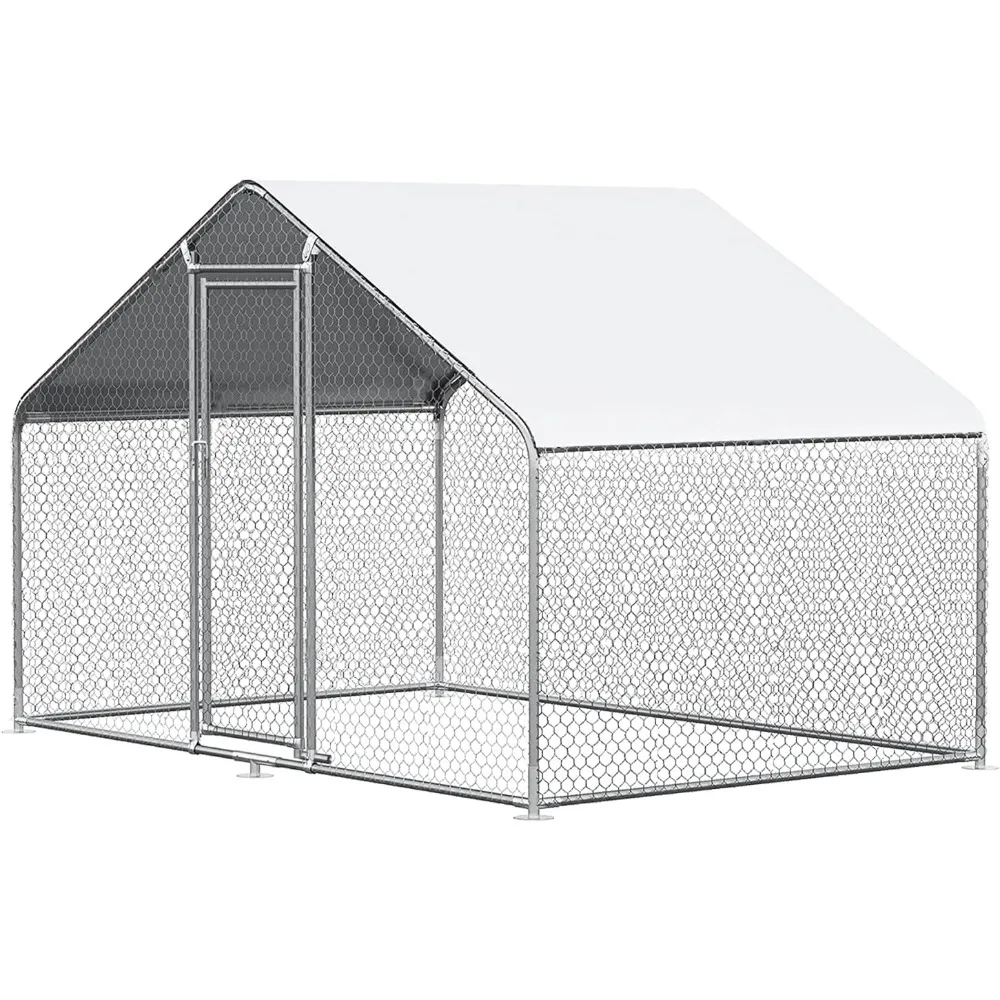 Chicken Coop Large Metal Chicken House/Pen for 6/ Poultry Cage with Waterproof Cover for Rabbits Duck Walk-in Chicken Run