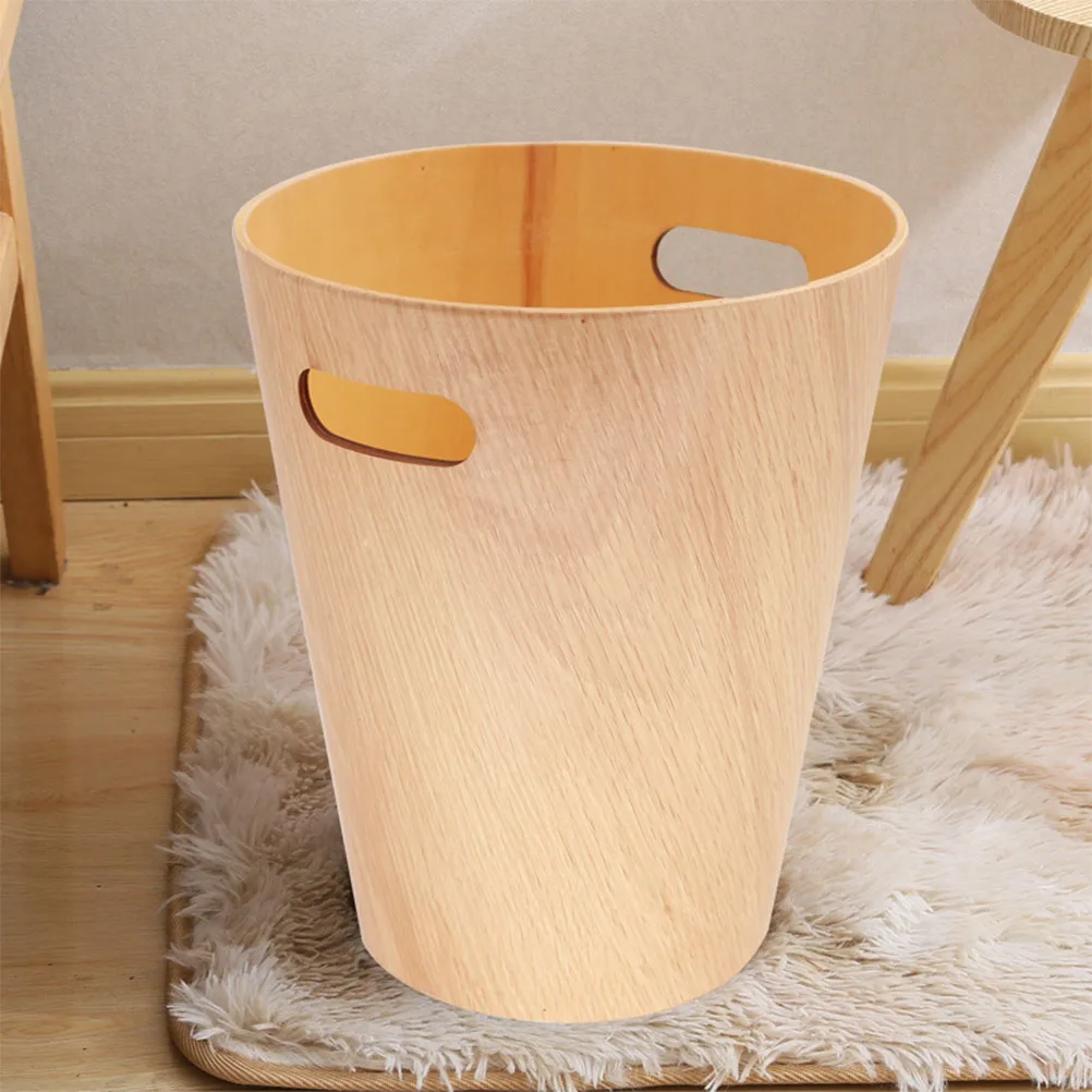 

Wooden Storage Trash Can Japanese Style Home Office Kitchen Desk Garbage Bin Large Capacity Removable Easy Clean Bedroom Decor