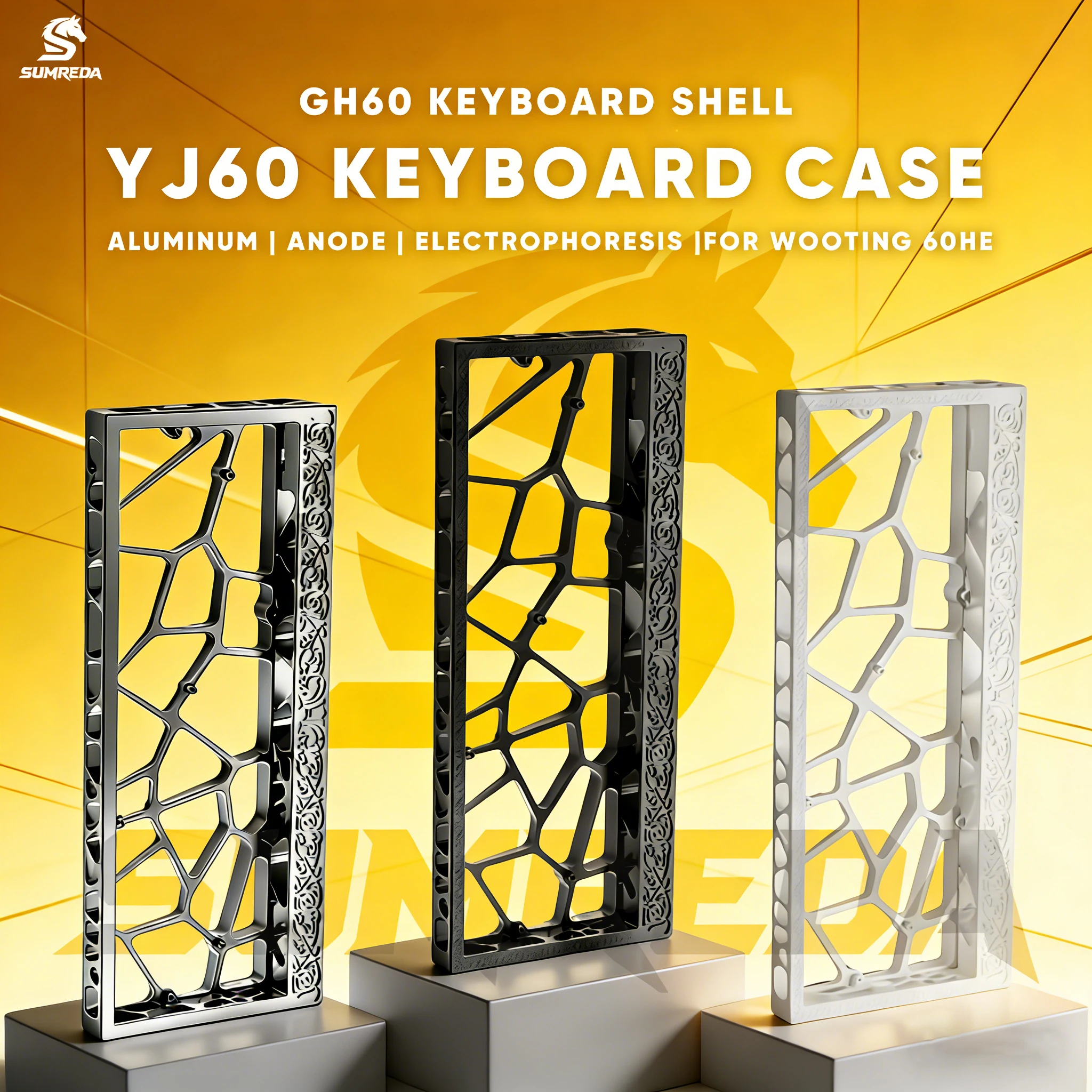 SUMREDA Y60 Carving Aluminum Custom Keyboard Shell GH60 60% Key Layouts Keyboard Case For Wooting 60he Madlions Mad 60he Win60