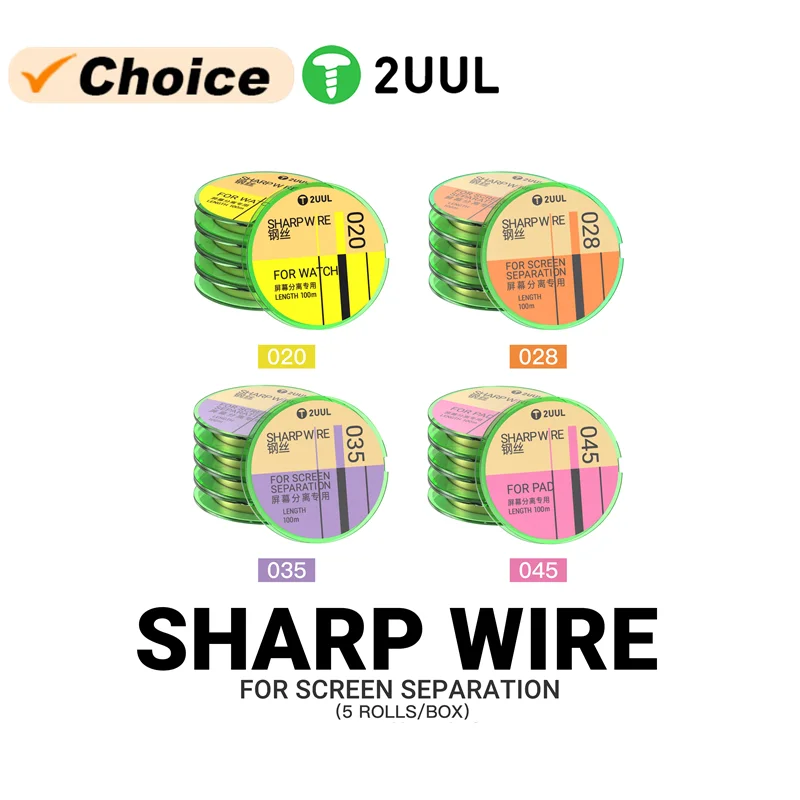 

2UUL SHARP Wire Screen Cutting Wire 0.02/0.028/0.035/0045mm Width Curved Straight Phone Screen Cutting Separator Repair Line