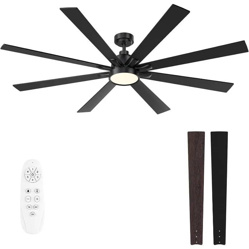 62 Inch Large Ceiling Fans with Lights and Remote - 3 CCT, Modern Dimmable LED Lighting Large Ceiling Fans for Living Room Patio