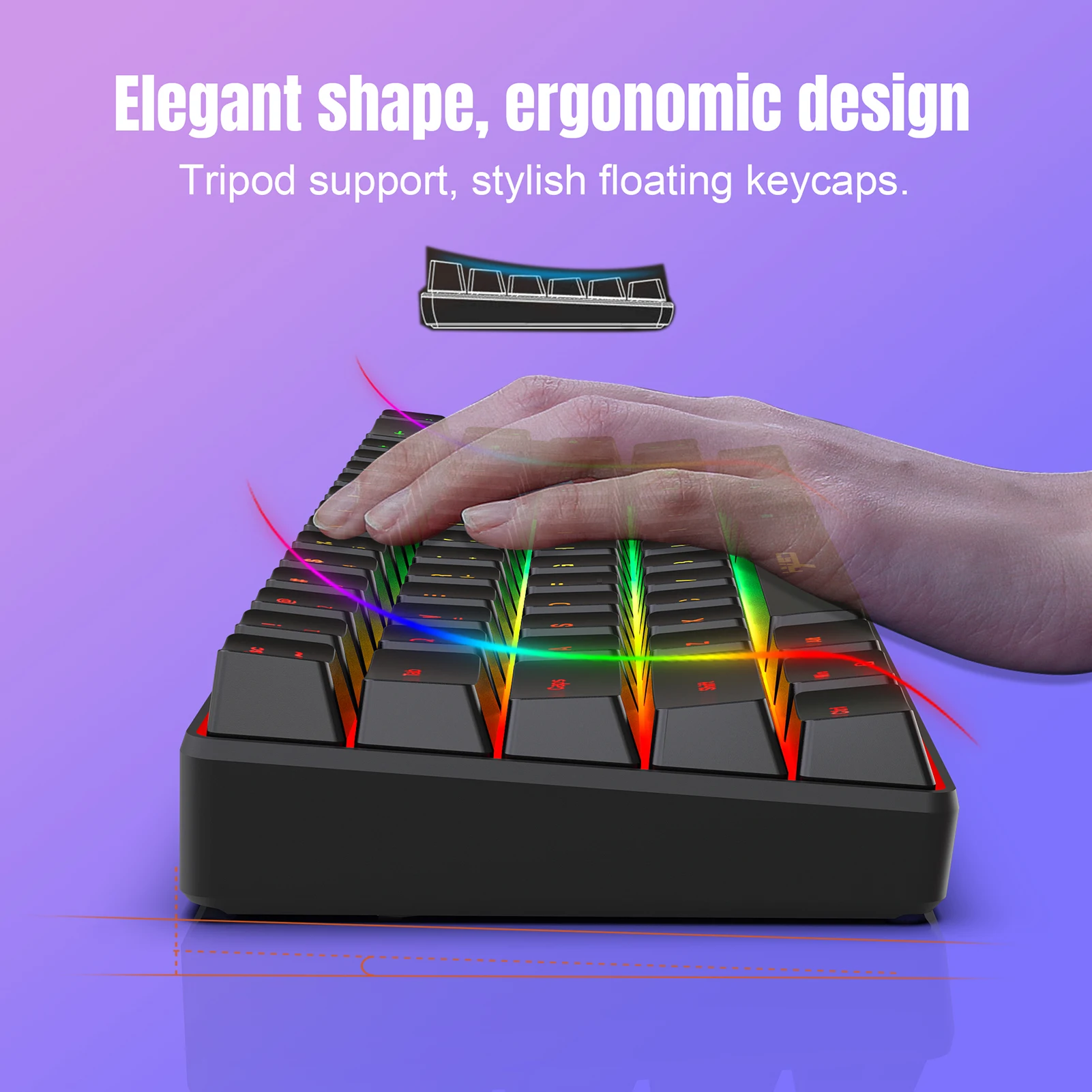 K68 キーボード膜キーボード有線 K68 RGB ミニゲーミングキーボード 19 キー膜キーボードメカニカルフィールゲーム RGB キーボード