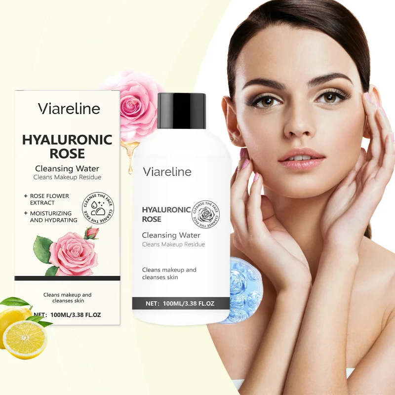

Rose Makeup Remover Cleansing Water - 100ml, Gentle & Non-Drying, Hydrating with Hyaluronic Acid, Facial Cleanser