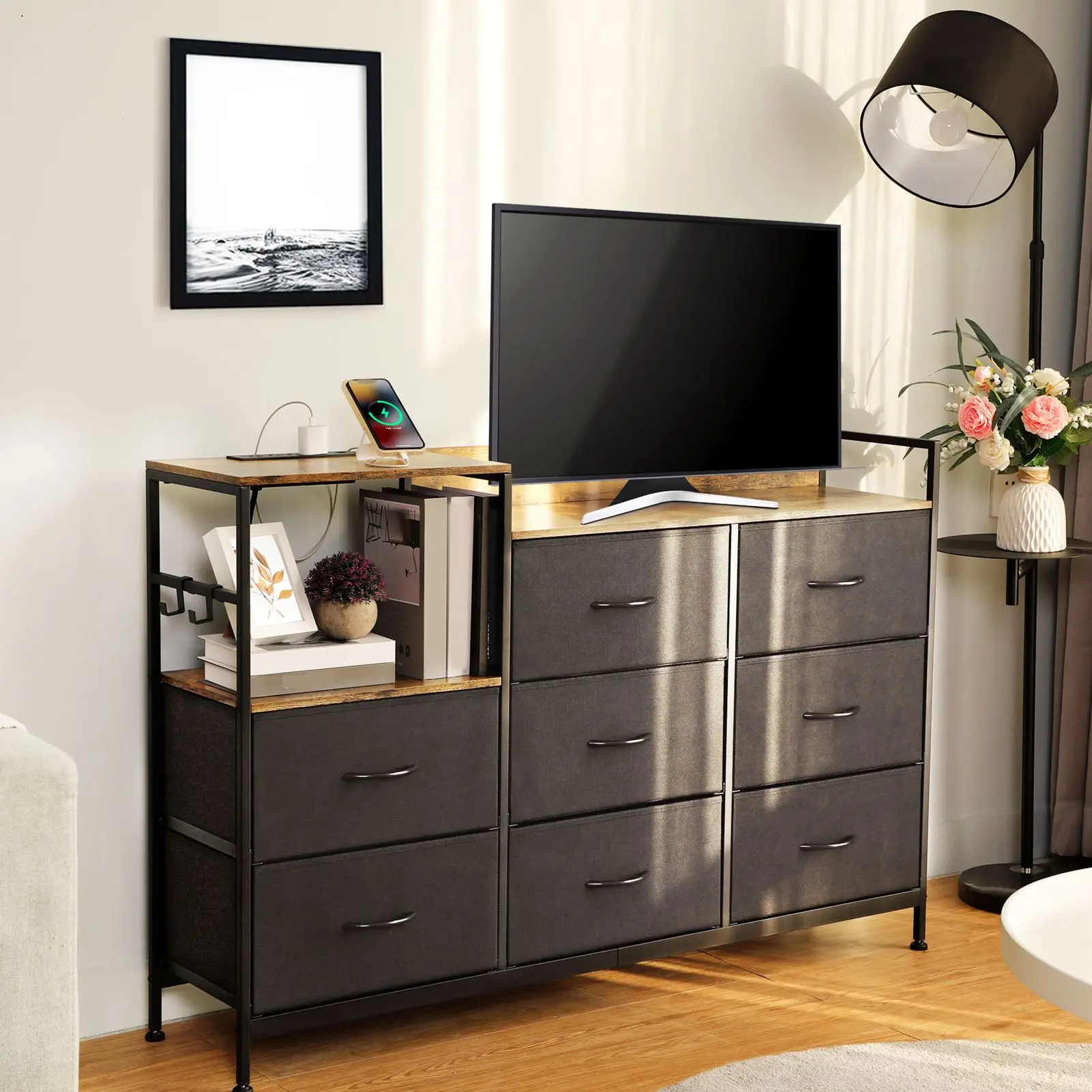 Cómoda Cómodas de tela para armario, salón, muebles de dormitorio