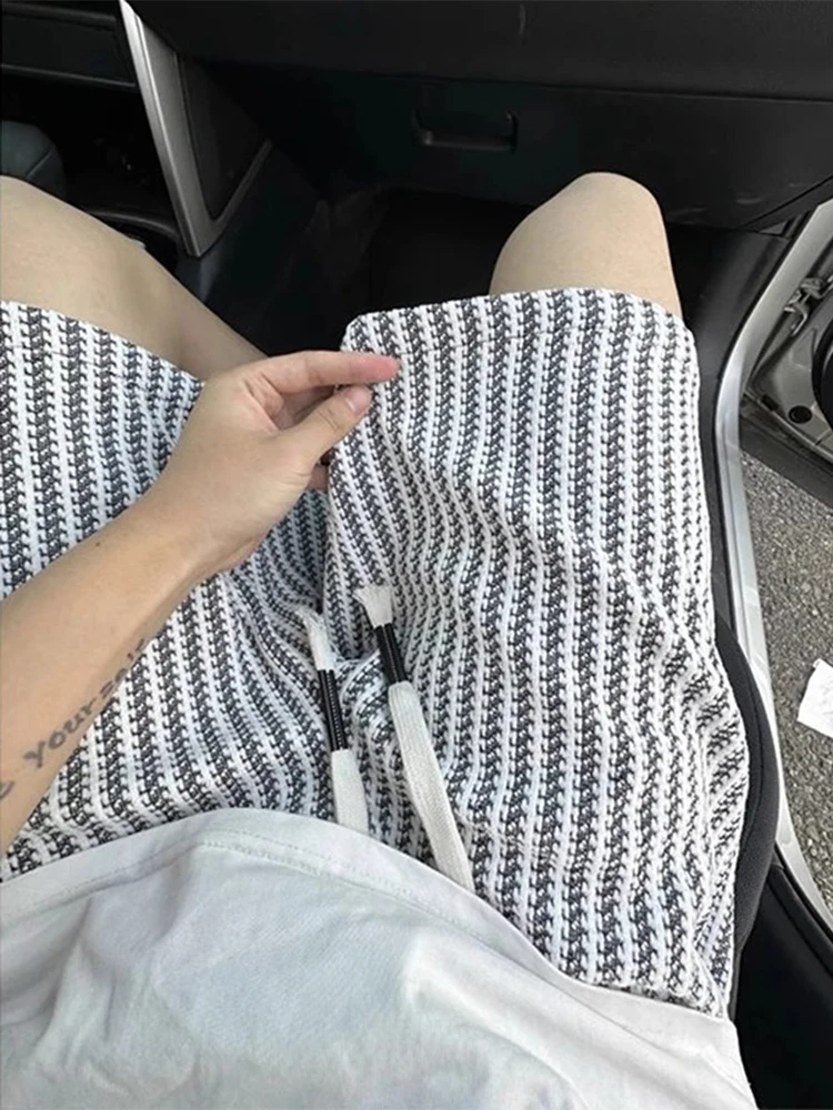 

Мужские летние повседневные прямые брюки, тонкие спортивные брюки Qui Dry, твидовые полоски, пятиточечные ретро-американские брюки