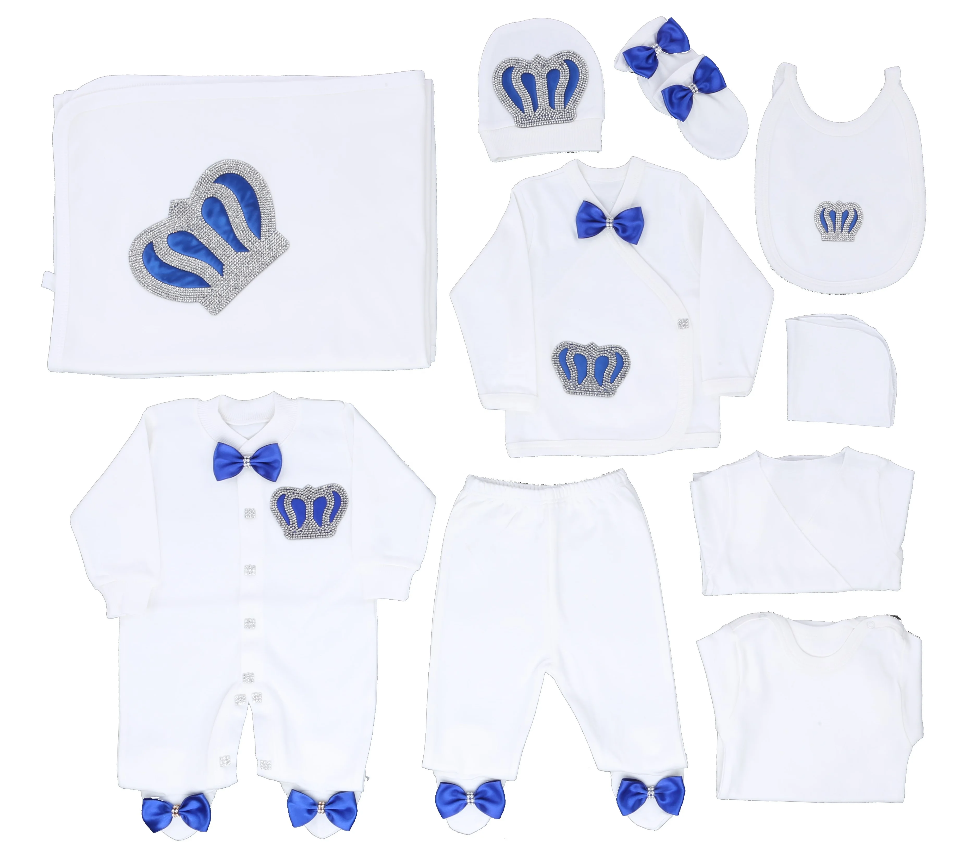 

10 Pieces 100% Cotton Knitted Fabric Long Sleeve Bubble Wholesale Custom High Quality Navy Clothes Baby Romper Set