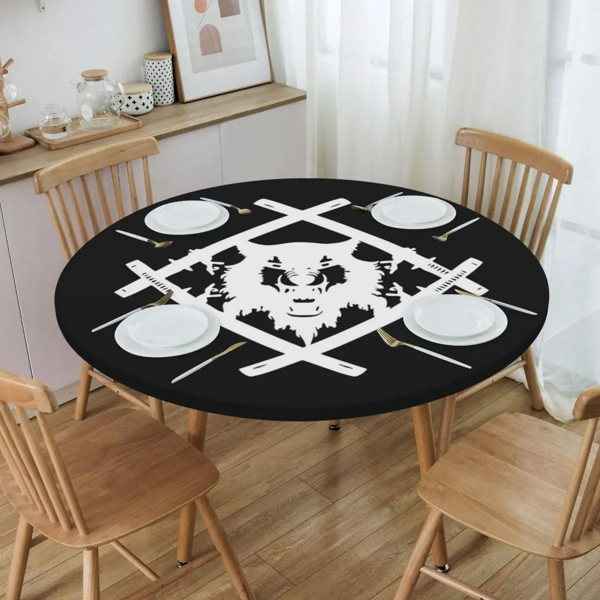 Xavier Wulf Merch - Mantel redondo impermeable con logotipo de Xavier Wulf, mantel a prueba de aceite para cocina, eventos, cubierta para mesa de comedor