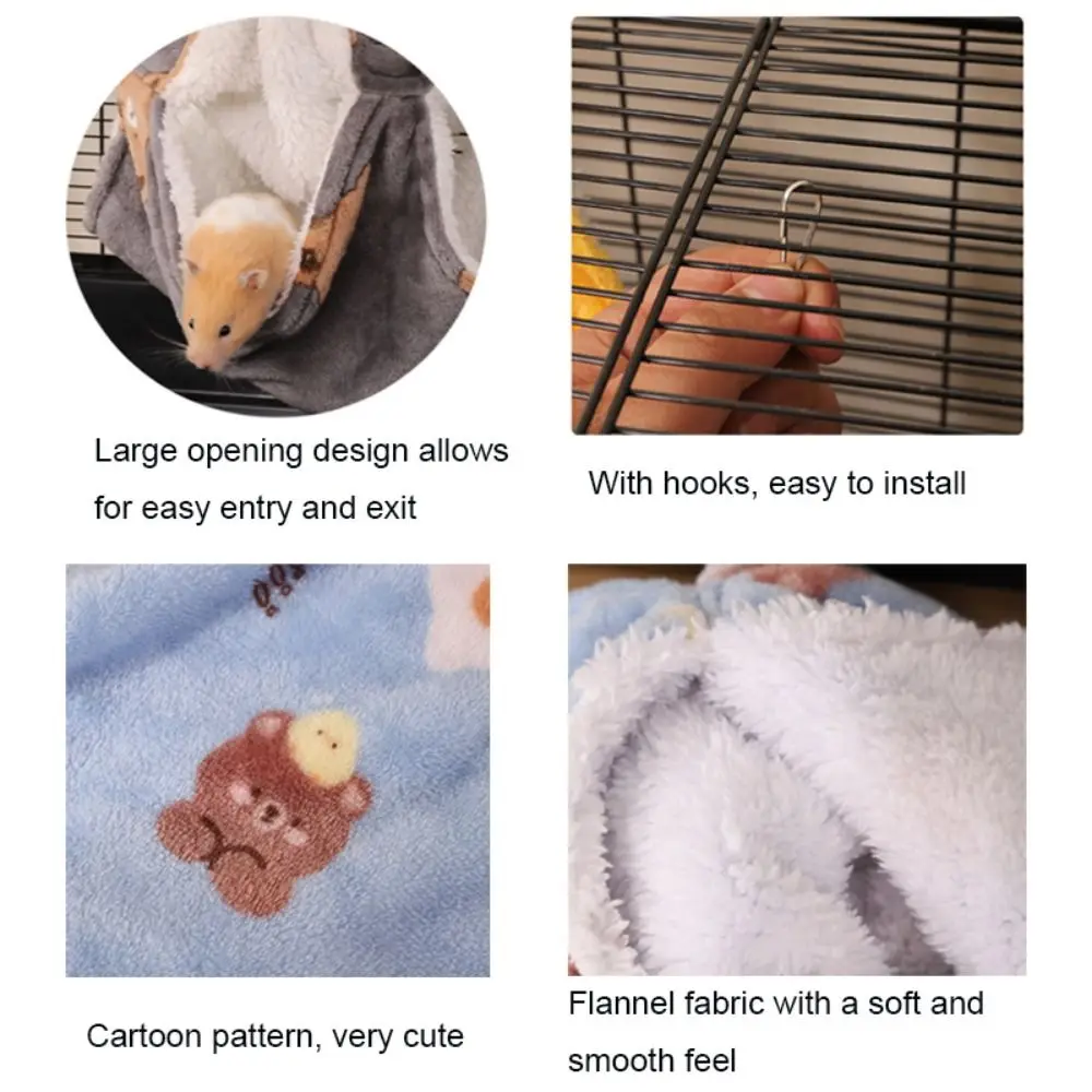 

Flannel Hamster Double-layer Hammock Comfortable Soft Hanging Squirrel Sleeping Bag Catoon Pattern Squirrel Honey Bag