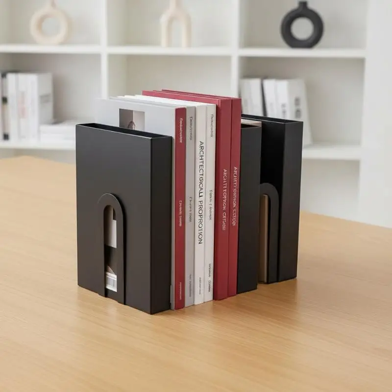 2-Pack Heavy-Duty L-Shaped Iron Bookends – Non-Slip Desk Book Holders for Office, Shelf Display & Study Organization