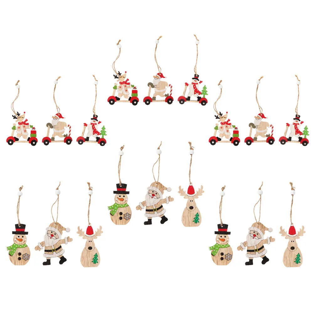 18 Pcs Christmas Tree Hanging Decors Xmas Party naments Wood Pendant Holiday Gifts New Year Accessories Christmas Decorations