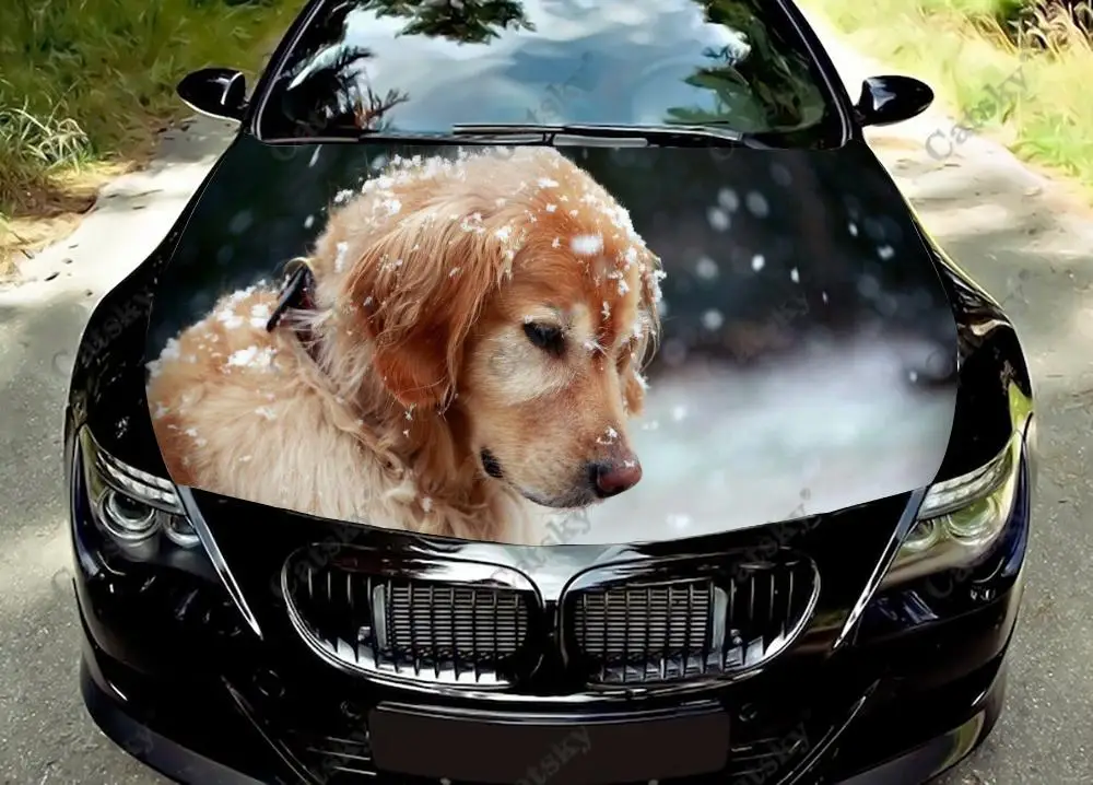 

Custom Animal Snow Dog Car Hood Vinyl Sticker Wrap Engine Cover Decal Sticker Full Color Graphic Fit Any Car Protective Film