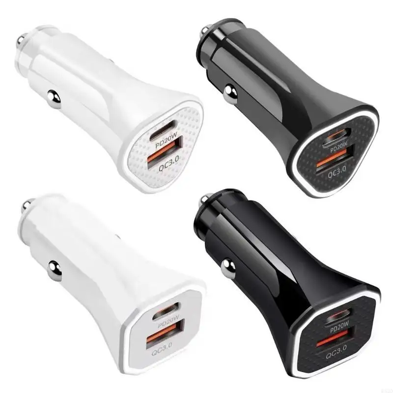 

R53D 38W Fast Charging Car Adapter with Double Ports Plastic Vehicle Chargers Upgrades for Business Travelers & Long Trips