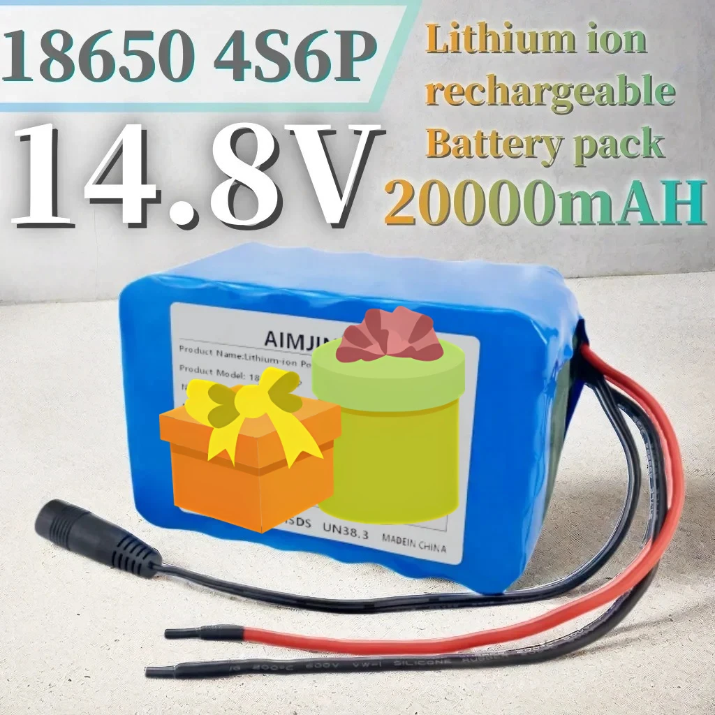 

Newly upgraded 18650 4S6P 14.8V 20000mAh rechargeable lithium battery pack with built-in BMS for night fishing lights, heate