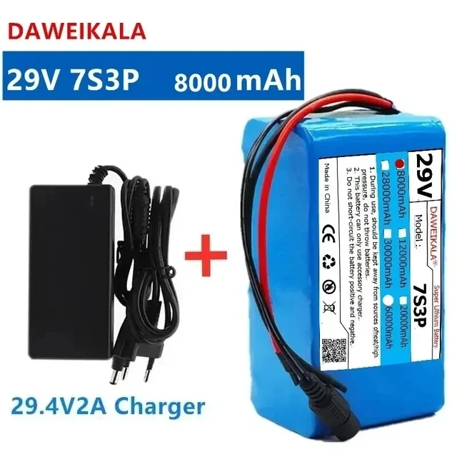 حزمة بطارية أيون الليثيوم الأصلية ، شاحن مدمج BMS ، 29V ، 7S3P ، ms mAh ، مجاني
