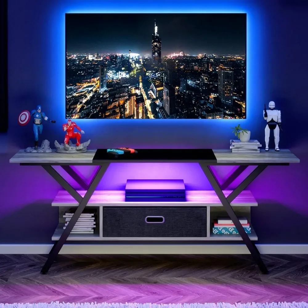 

TV cabinet, suitable for TVs below 65-55 inches, used in bedrooms and living rooms, equipped with LED lights