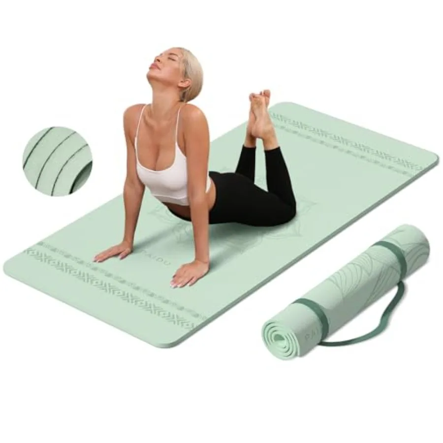 

Large Yoga Mat 72x36x0.4 Inch Extra Wide Thick Non-Slip for Yoga Studio Gym Home Workouts All Floor Surfaces