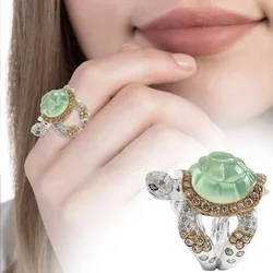 2024 New Fashion Green Jewelry Turtle Design for Men and Women Love Luxury Gift Charming Ring