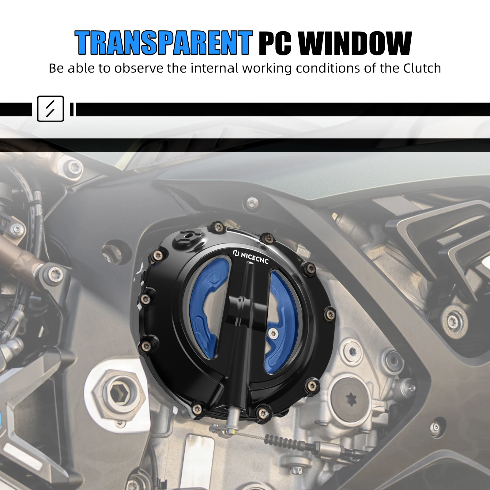 NICECNC Motorcycle Transparent Engine Clutch Cover for BMW S1000RR S1000 RR S 1000 RR 2019 2020 2021 2022 2023 2024