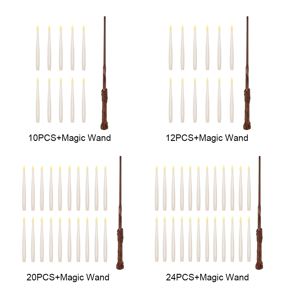 Flickering Warm Light with Long Rod LED Flameless Taper Candle Handheld Candlestick Floating LED Candles Party Halloween Decor