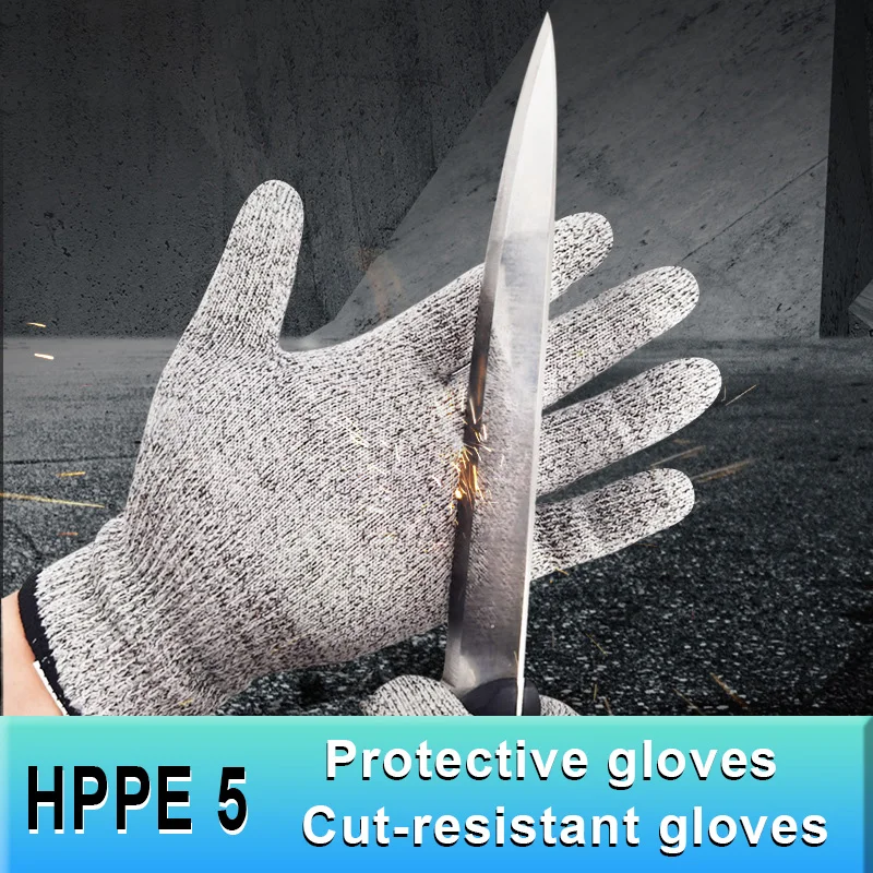 

1 pair of HPPE 5 Safety Cut Resistant Gloves, Adult and Child Protective Gloves, Industrial Kitchen Gardening Scratch Resistant