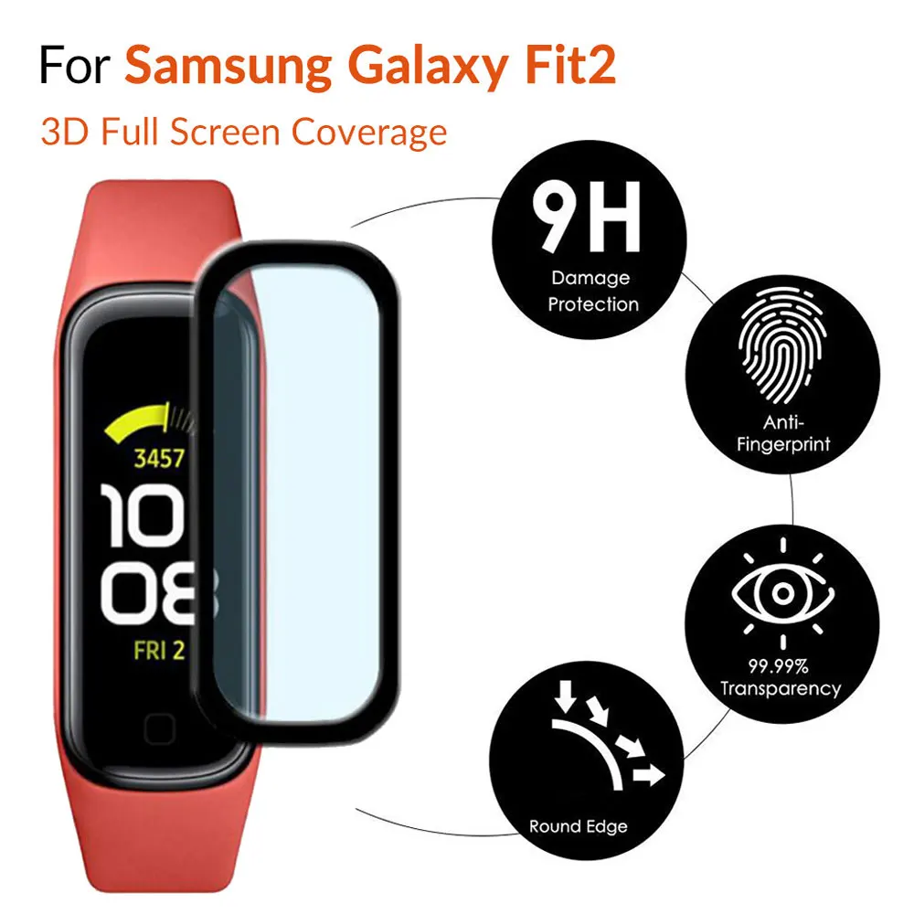 Screen Protector For Samsung Galaxy Fit 2 3D Curved Screen Protector Ultra-HD Full Coverage Protective Film For Samsung Fit 2