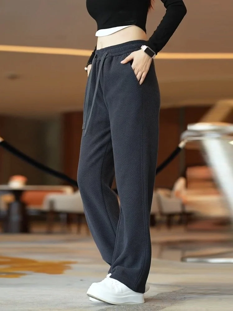 

High-End Knitted Fce-lined Men's Casual Pants Straight-leg Thiened Winter Spor Leisure Trousers Busin Casual Sle