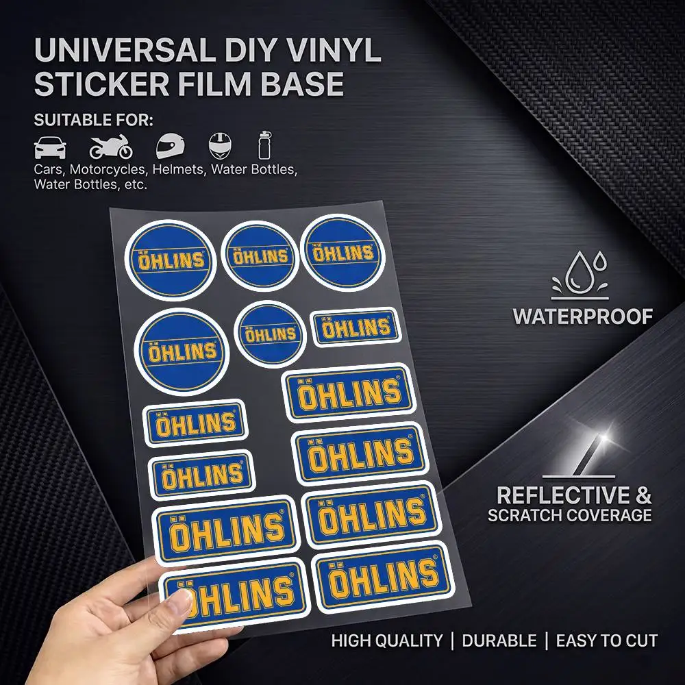 OHLINS Multi Scene Waterproof Reflective Scratch Cover Stickers Fit Auto Motorcycle Helmet Refrigerator