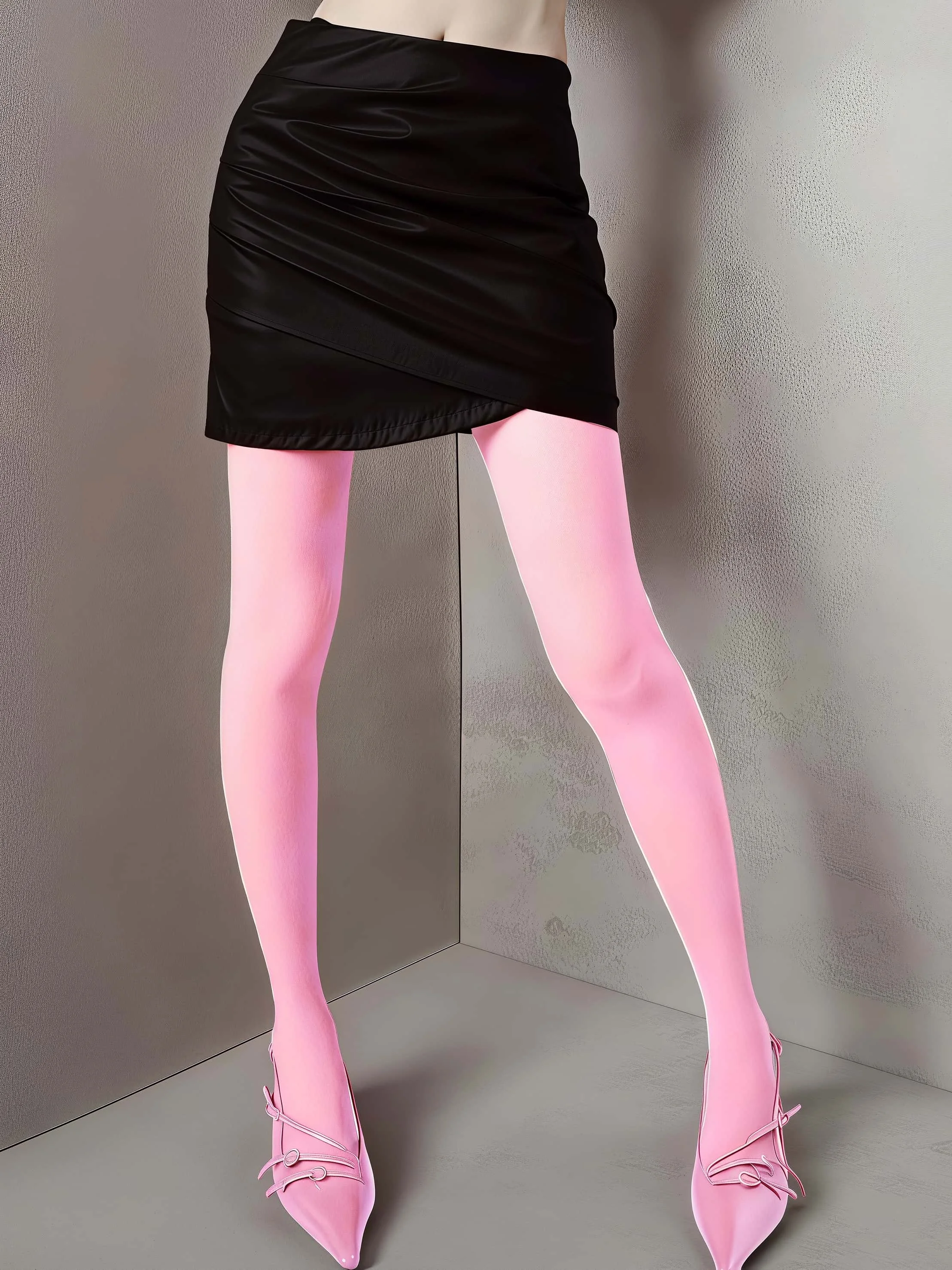 Women's Pink Velvet Tights - Office Softness Redefined Plush Fine-Knit for a Confidently Feminine Commute or Day Out