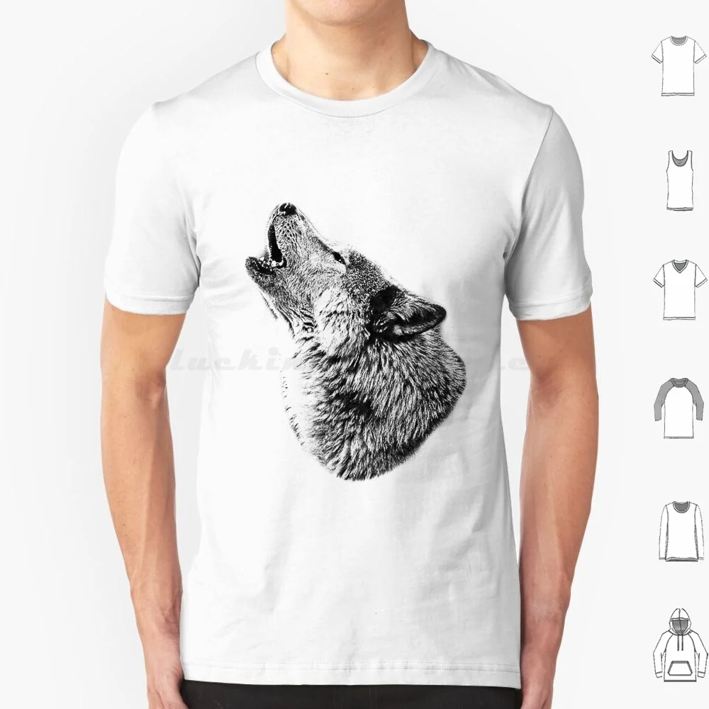 Wolf Howling. Digital Wildlife Image. T Shirt 6Xl Cotton Cool Tee Wolf Face Wolf Image Wolf Pack Wolf Pictures Wolf Wolf