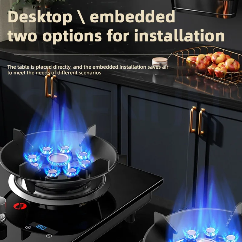 Household Gas Stove Hob Gas Burner Built-in Gas Cooker Desktop Gas Cooktop Timed Liquefied Gas Stove Cooktop estufa de gas