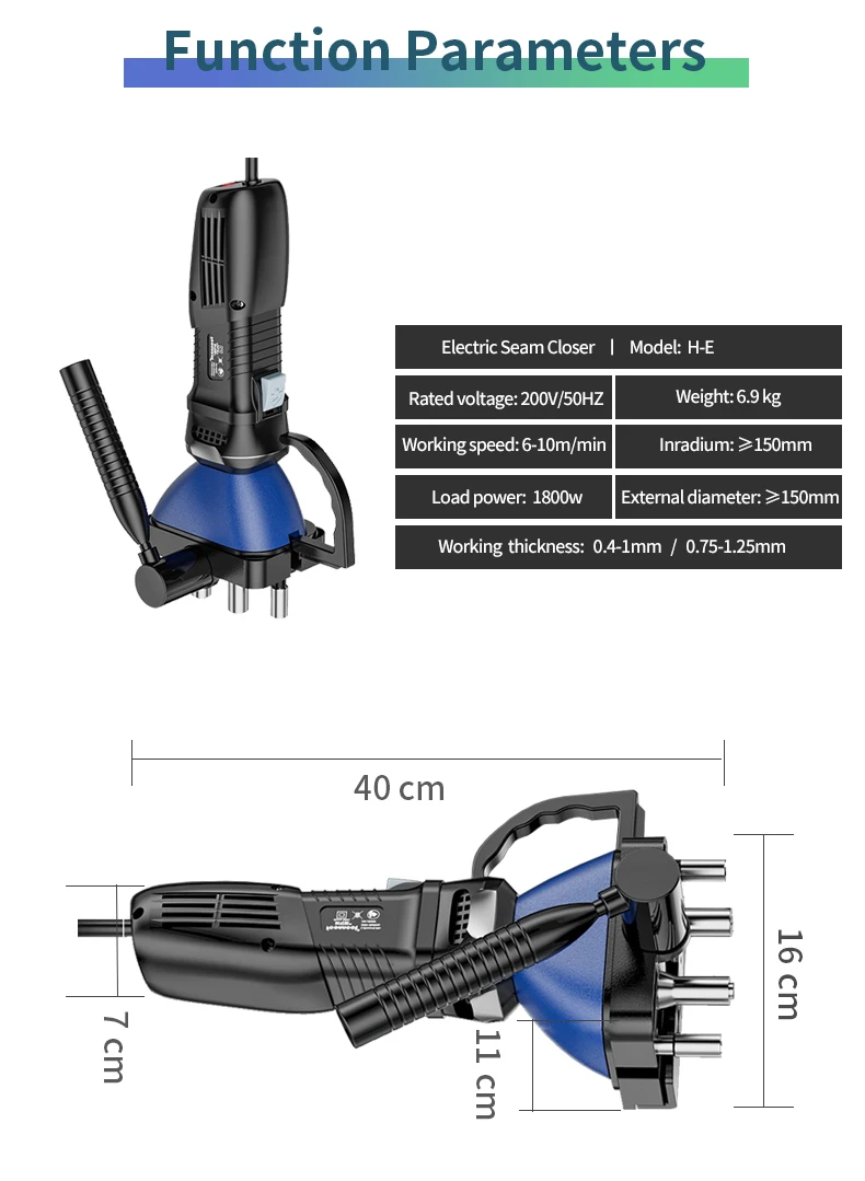 top quality seam locker machine easy to operate hand hold duct seam closer machine