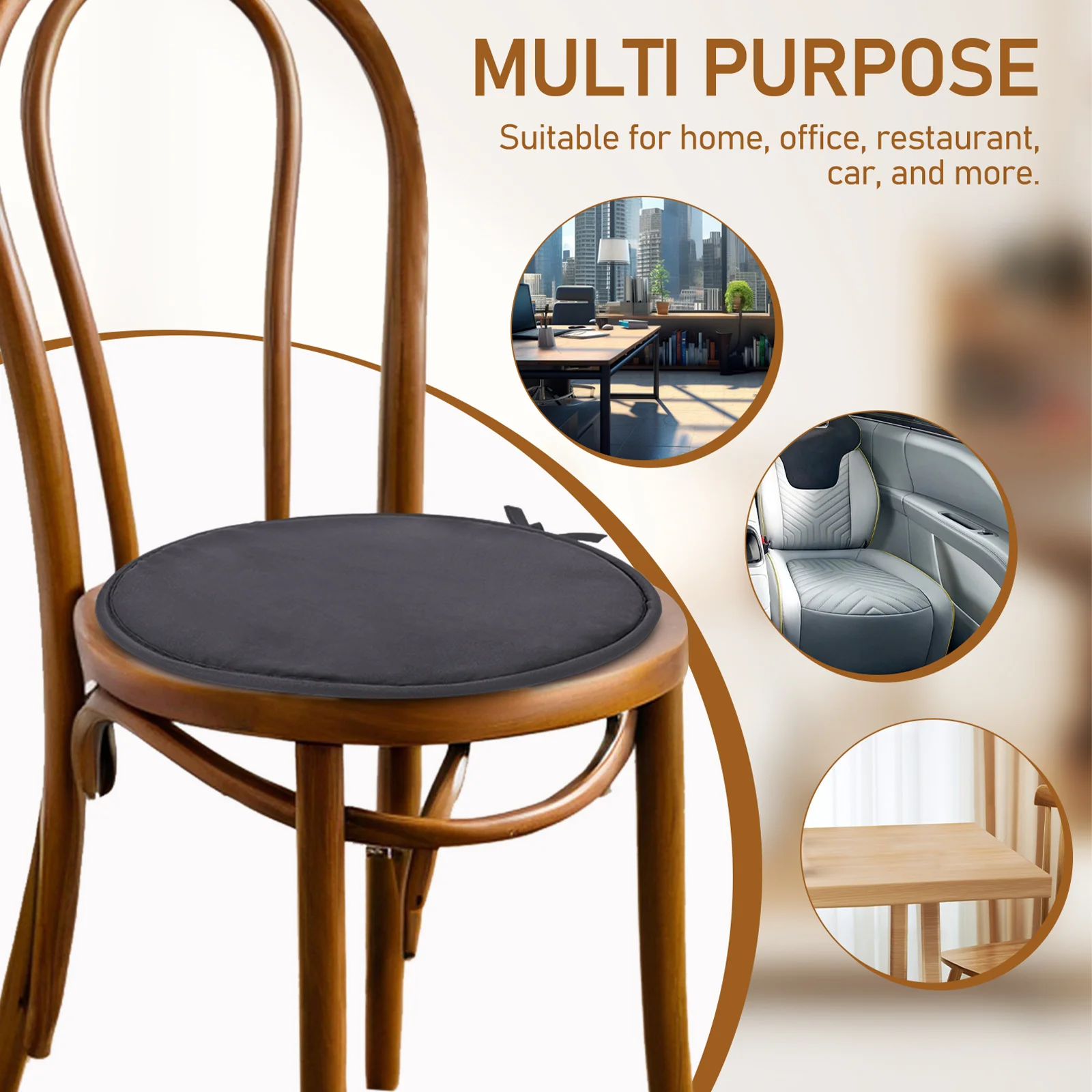 قطعة واحدة من وسادة مقعد مستديرة باللون الرمادي الداكن بقطر 30 سم مصنوعة من مادة ممتازة لتزيين السيارة هدية للأصدقاء والعائلة