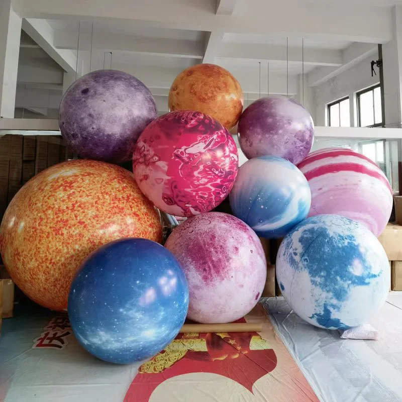 Hanging 7 Color LED 2m Sun Jupiter Saturn Earth Uranus Inflatable Balloons Giant Inflatable Earth Globe Inflatable Planet Ball