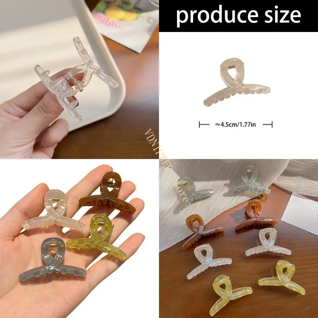 

Compact Jelly Hair Clip For Half Updos Pastel Color 4pcs Plastic Accessory D08E