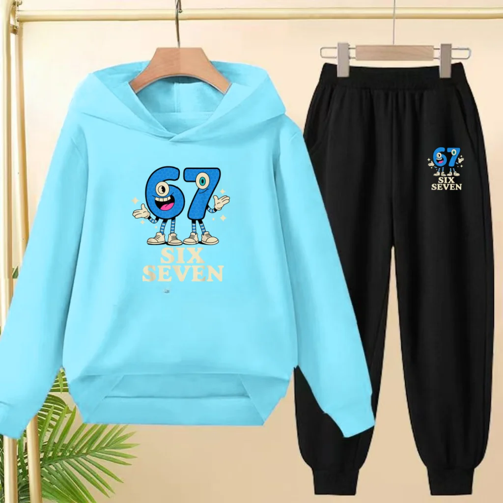 

Kids Autumn Spring Trend 67 Sixty-Seven Print Hoodie+Pants Tracksuits 3-13 Years Boys Girls Casual Outfits Children Clothes Sets