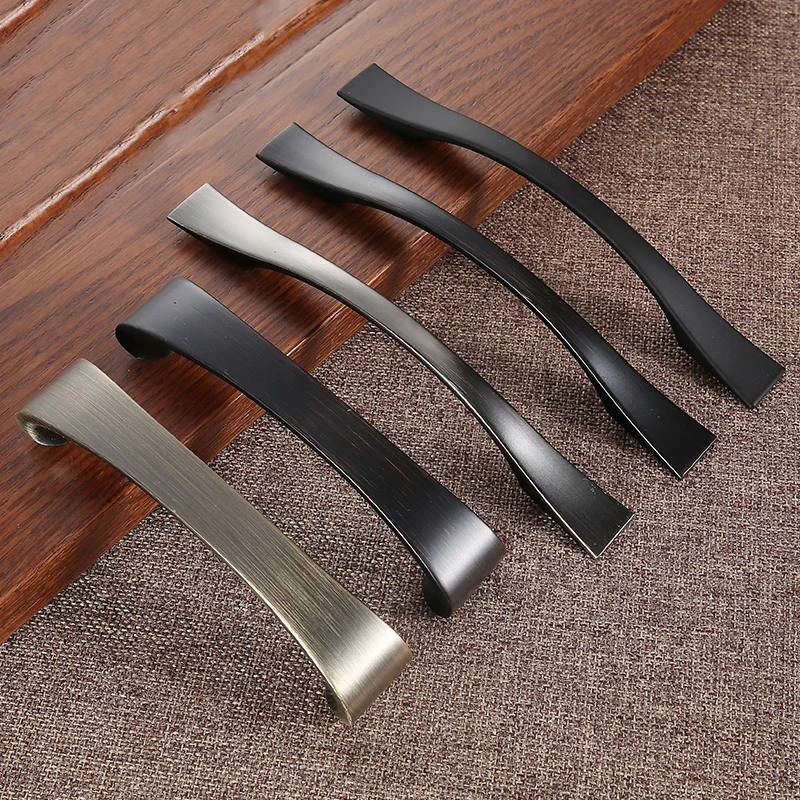 Brushed Nickel Kitchen Cabinet Storage Door Handles Curve Dressers Cupboard Pulls and Knobs Drawer Furniture Handle Hardwar