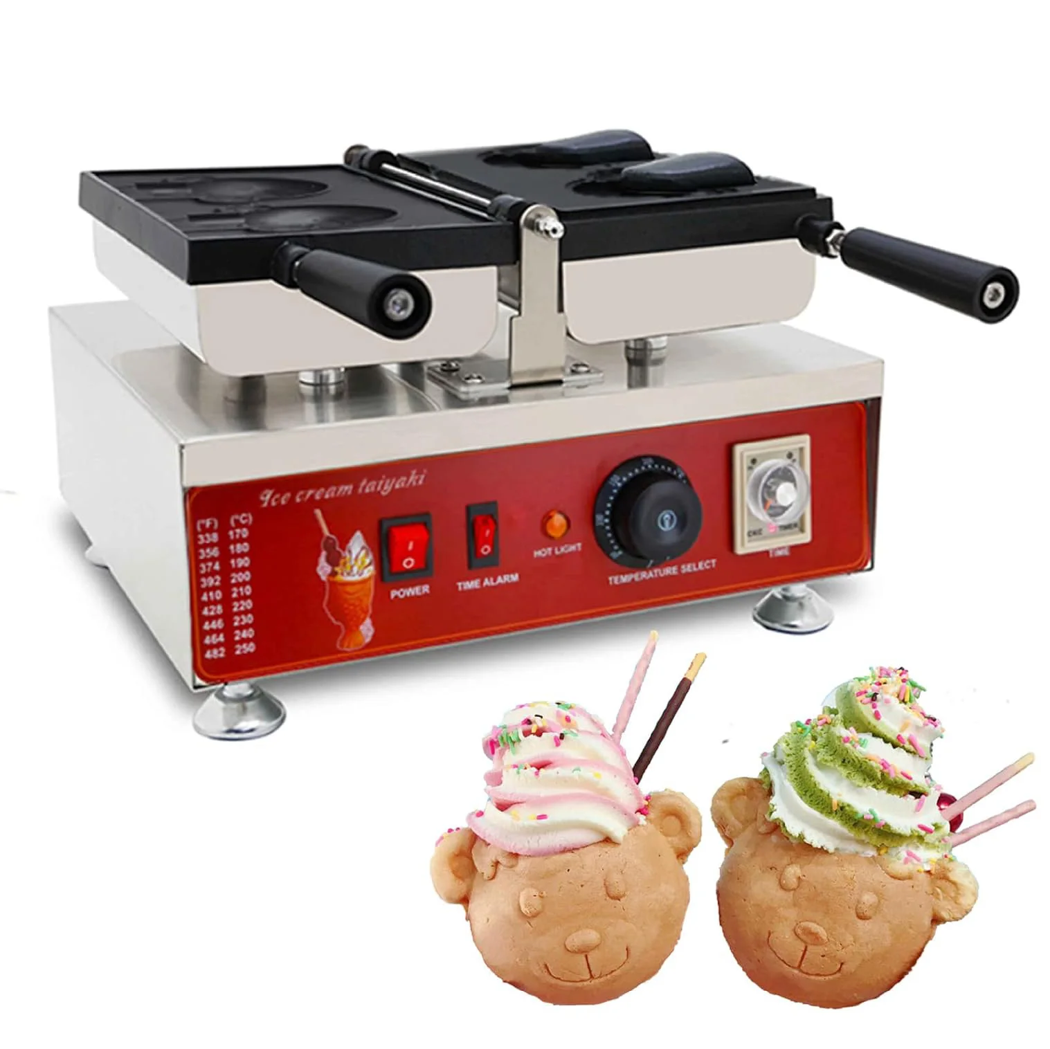 

Bear Shaped Waffle Maker Machine Cartoon Bear Waffle Making Machine Commercial Single Head Ice Cream Cone Maker Non-Stick