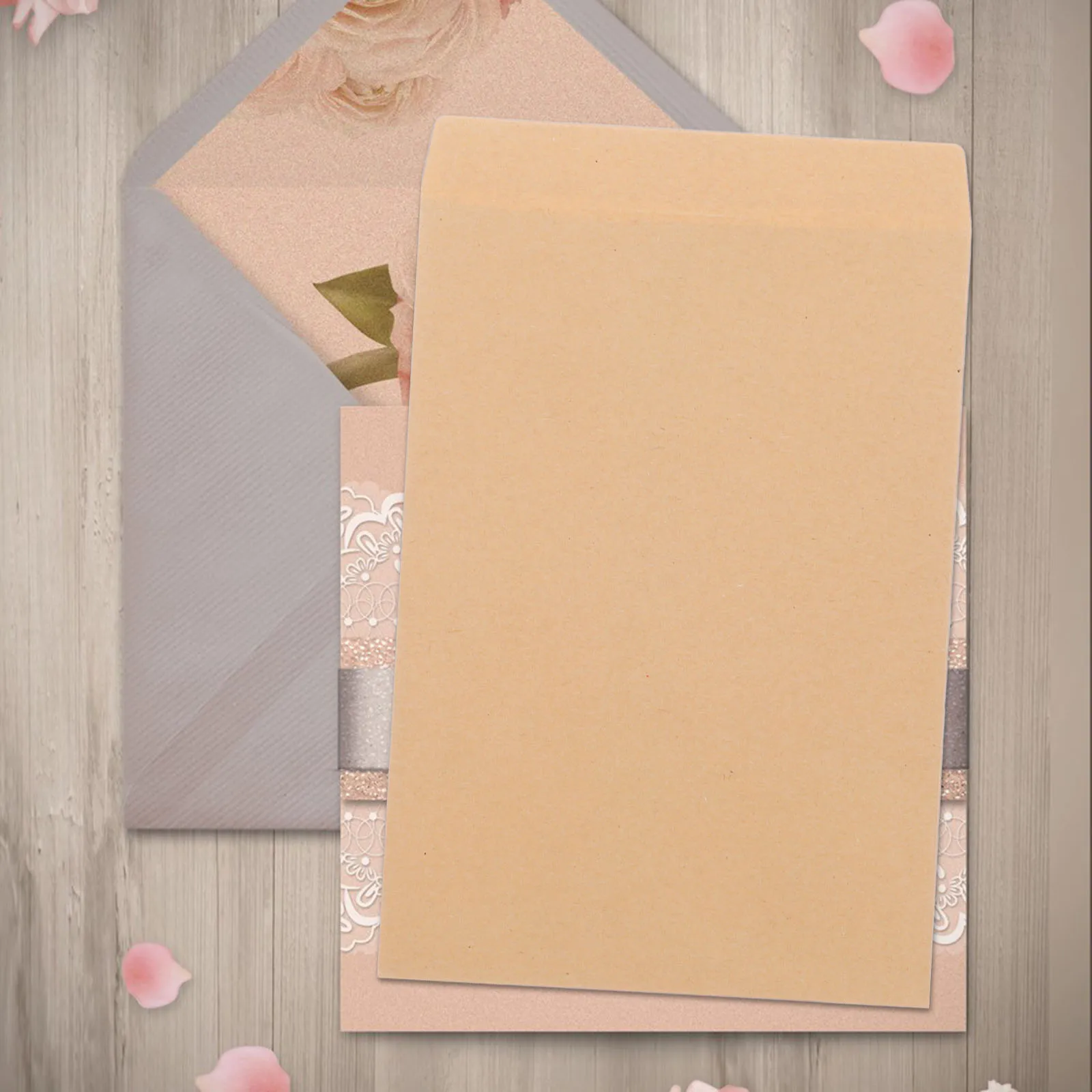 

50 Pcs Kraft Envelope Envelopes Document for Letters Stamp Mailing Double Sided Tape Size Storage Craft