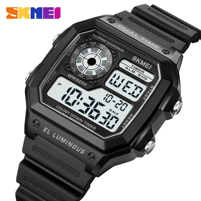 

SKMEI будильник электронные часы цифровые спортивные часы с обратным отсчетом для мужчин женщин многофункциональные 5 бар водонепроницаемые наручные часы с хронографом