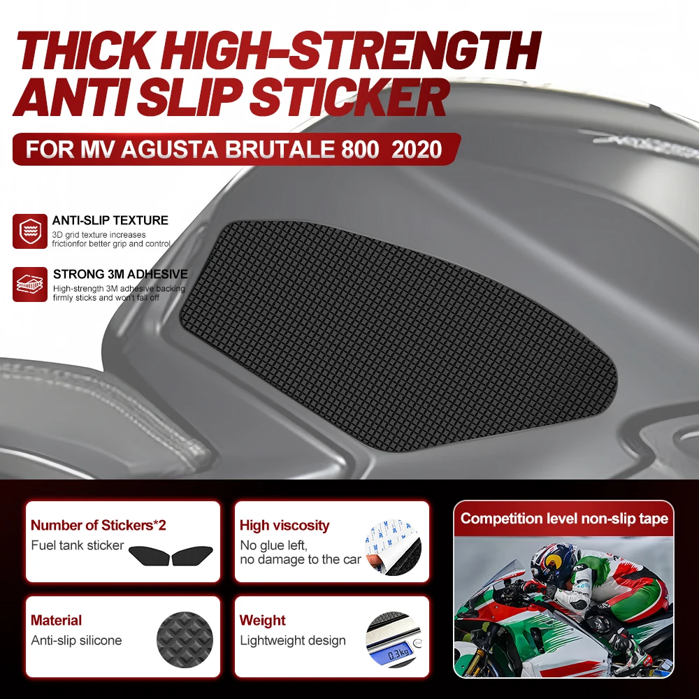 Fit For MV Agusta Brutale 800 2020 Silicone Anti-Slip Tank Traction Pad Side Grip Sticker Set