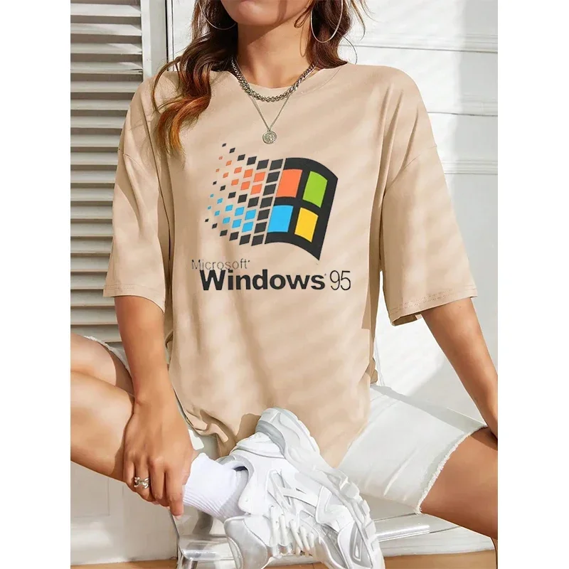 Windows 95 Classic Computer System Tee Shirts short-sleeved round-neck T-shirt, 100% pure cotton Unisex T-shirt