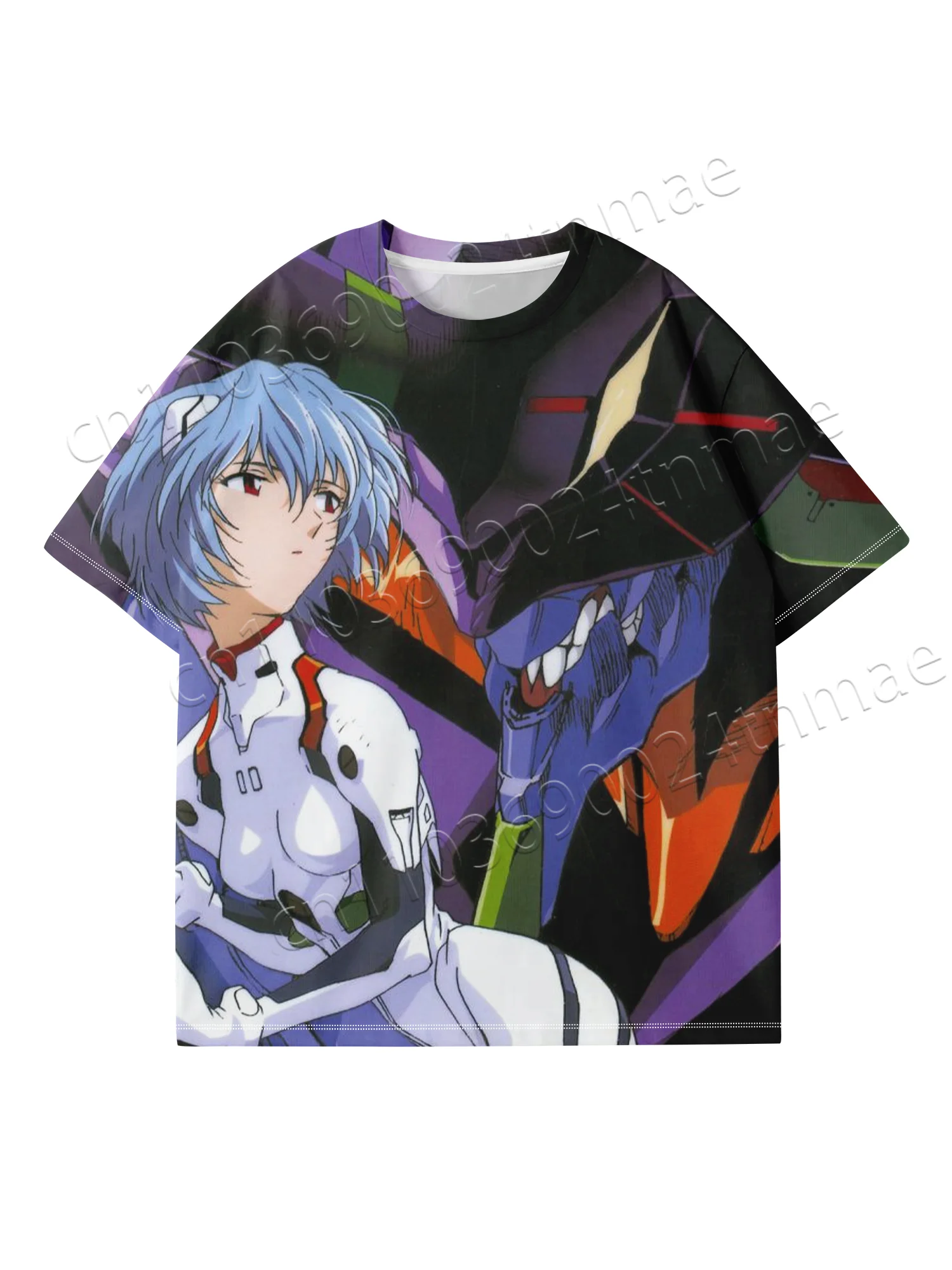 

Новинка 2022, модная футболка Eva, аниме-печать, 3D-печать, быстросохнущая, дышащая, двойные размеры для взрослых и детей