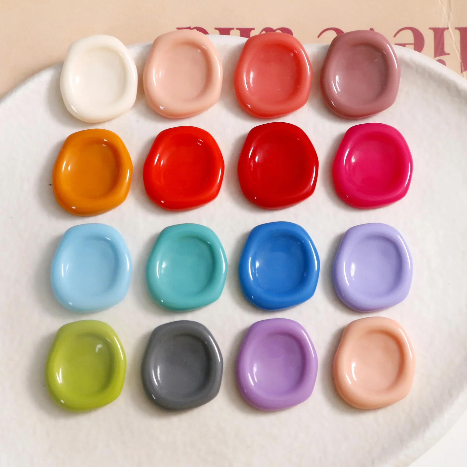 5pcs simple color solid color profiled concave Flat Back Cabochon Scrapbook Kawaii DIY Embellishments Accessories