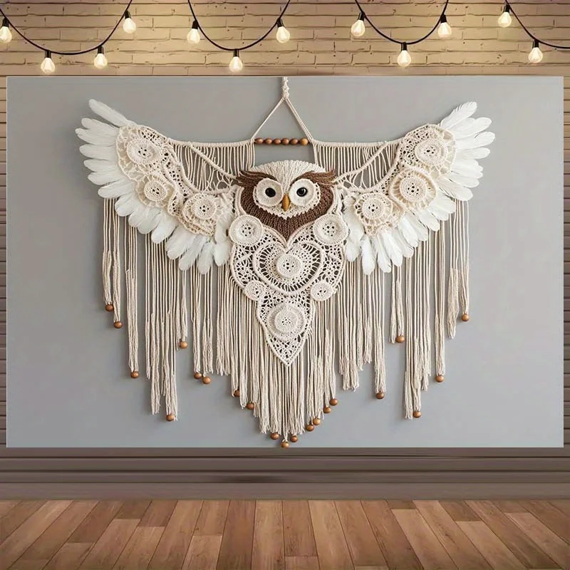 

Сова ручной работы в богемном стиле - украшение стены, украшение из натурального дерева, украшение для дома, фоновая ткань