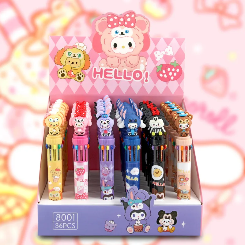 

36pcs/lot Creative Stitch Sanrio 10 Colors Gel Pen Cute 0.7mm Ball Pens Promotional Gift Office School Supplies