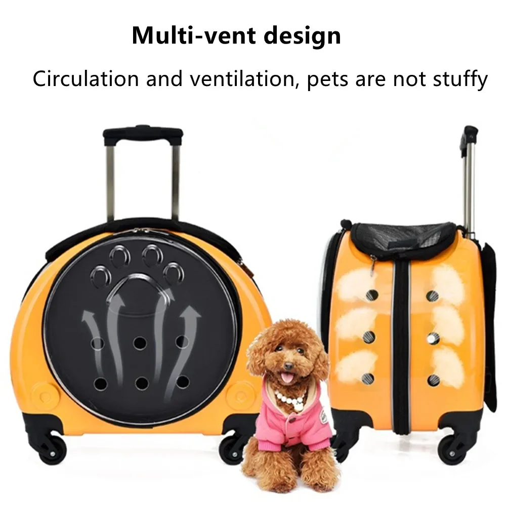 Ademende PC Pet Trolley Case Rugzak Kat Hond Huis Bagage Koffer Reistas Transparant Venster Handtas Huisdieren Wiel Wandelwagen