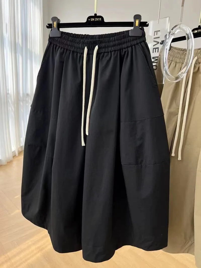 

Женские повседневные брюки-юбка больших размеров, свободного кроя, с высокой талией, широкими штанинами, летние, удобные, с эластичным поясом