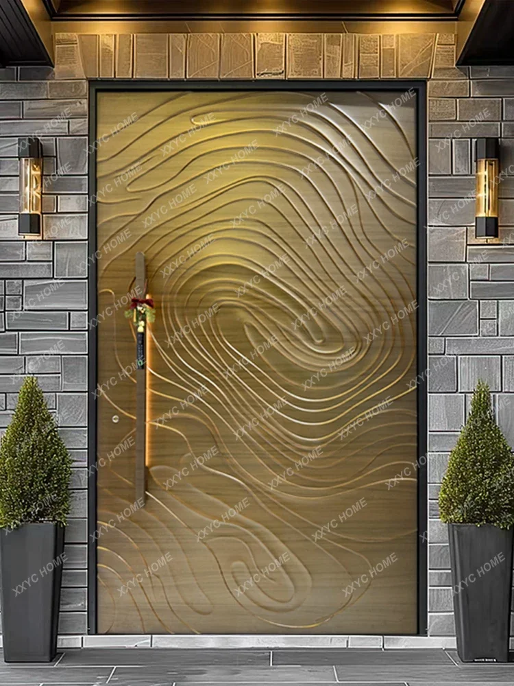 

ZH Villa entrance door Wood grain off-axis door Entry door Cast aluminum