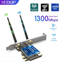 EDUP-adaptador WiFi inalámbrico PCIE de escritorio, tarjeta de red PCI Express de 1200Mbps, banda Dual, 2,4 Ghz, 5,8 Ghz, Bluetooth 4,2, para PC